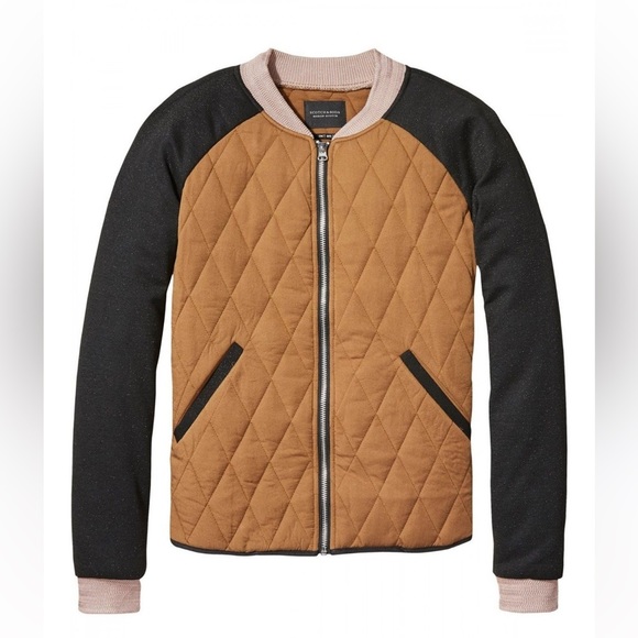 Scotch & Soda Jackets & Blazers - SCOTCH & SODA Womens Jacket Bomber-Style Padded Quilted Brown Size MEDIUM